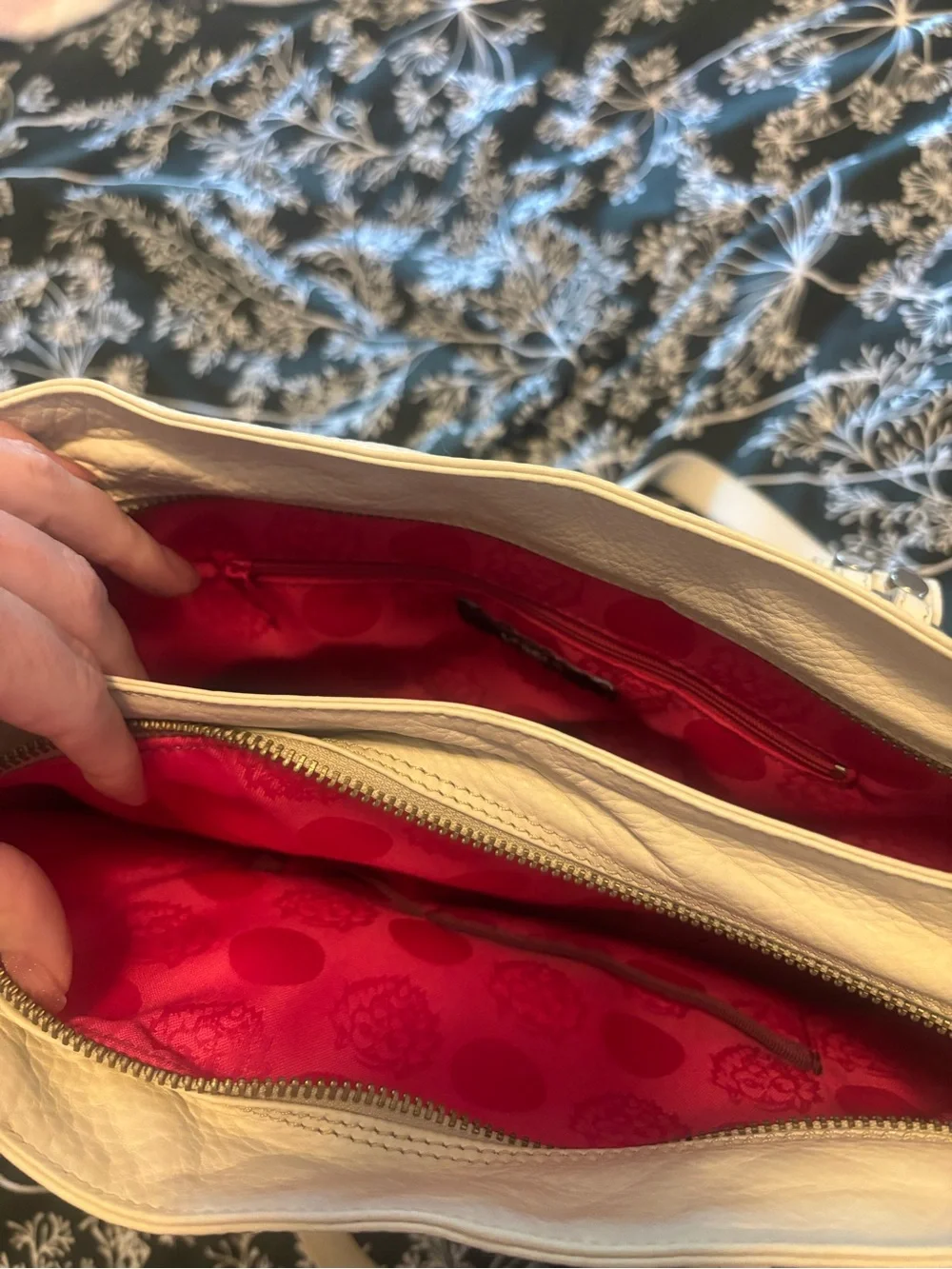 Versus By Versace Blue Patterned Shoulder Tote with Cream Straps